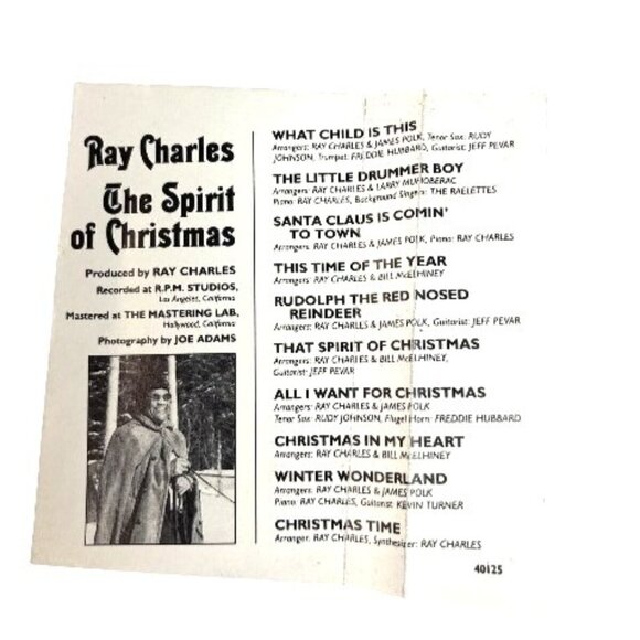 Vintage Cassette Tape Ray Charles Spirit of Christmas A404 - Picture 6 of 7